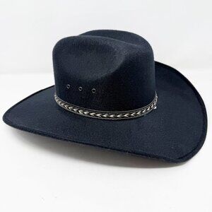 Toro Bravo Black Felt Finish Western Pinch Front Hat Size S Cowboy Ranchero NEW